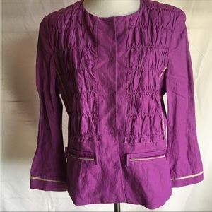 Elie Tahari purple ruched jacket coat size medium